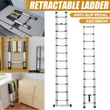 Retractable Aluminium Alloy Ladder 320/380cm Anti-Slip Pedals Stable Design