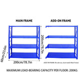 Source shelving size diagram for matching main and add-on frame configuration