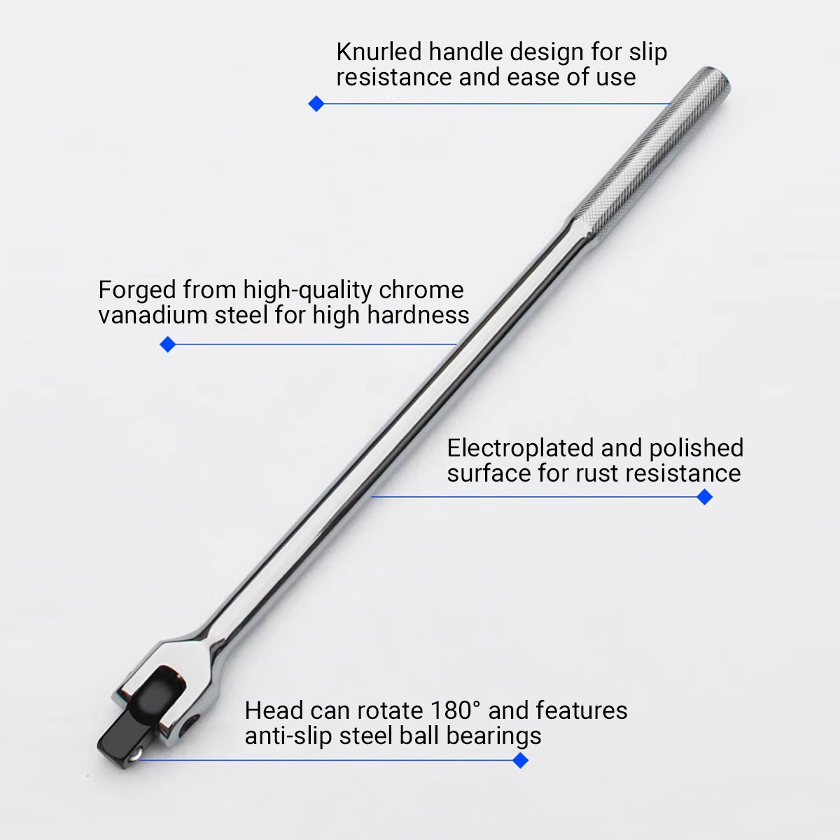 24in CR-V Breaker Bar 1/2-Drive with Rotating Head for High-Torque Auto Repair