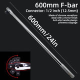 24in CR-V Breaker Bar 1/2-Drive with Rotating Head for High-Torque Auto Repair