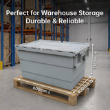 Plastic Stackable Logistics Turnover Box 600x400x315mm Attached Lid Crate