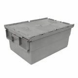 Plastic Stackable Logistics Turnover Box 600x400x315mm Attached Lid Crate