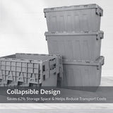 Plastic Stackable Logistics Turnover Box 600x400x315mm Attached Lid Crate