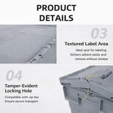 Plastic Stackable Logistics Turnover Box 600x400x315mm Attached Lid Crate