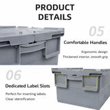 Plastic Stackable Logistics Turnover Box 600x400x315mm Attached Lid Crate