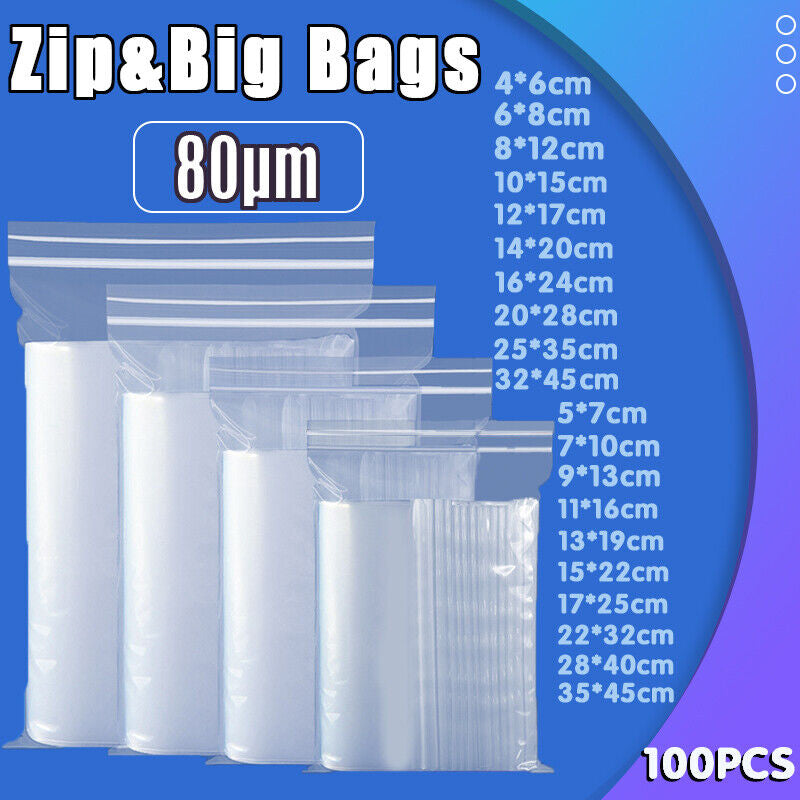 Self Sealing Ziplock Storage Bags Transparent Packaging Pouches