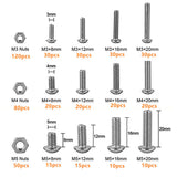 500PCS M3 M4 M5 Stainless Steel Hex Socket Head Bolts Screws Nuts Kit