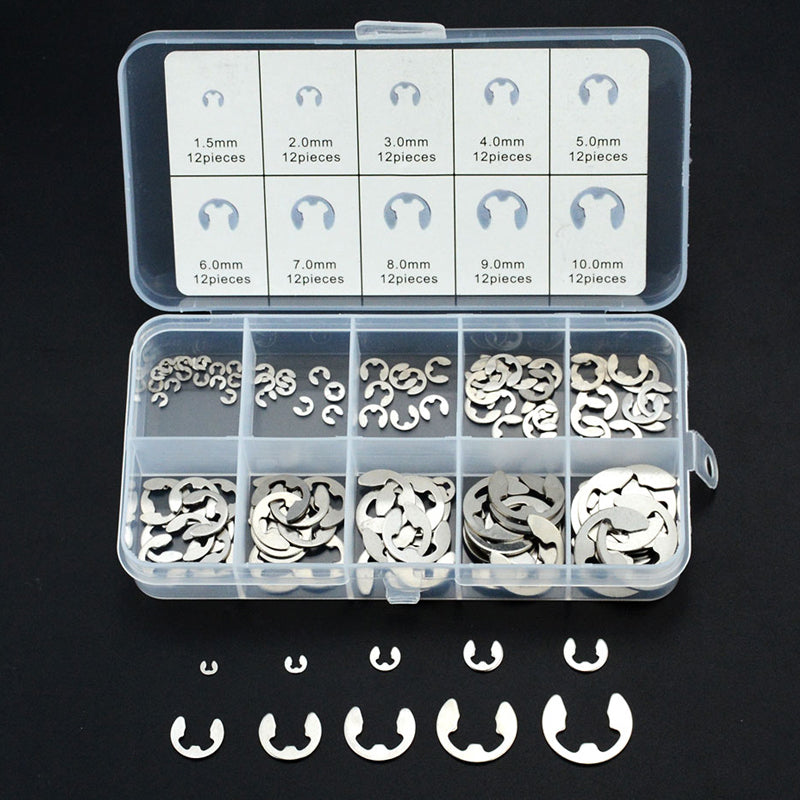 120PCS Stainless Steel E-Clip Retaining Circlip Assortment