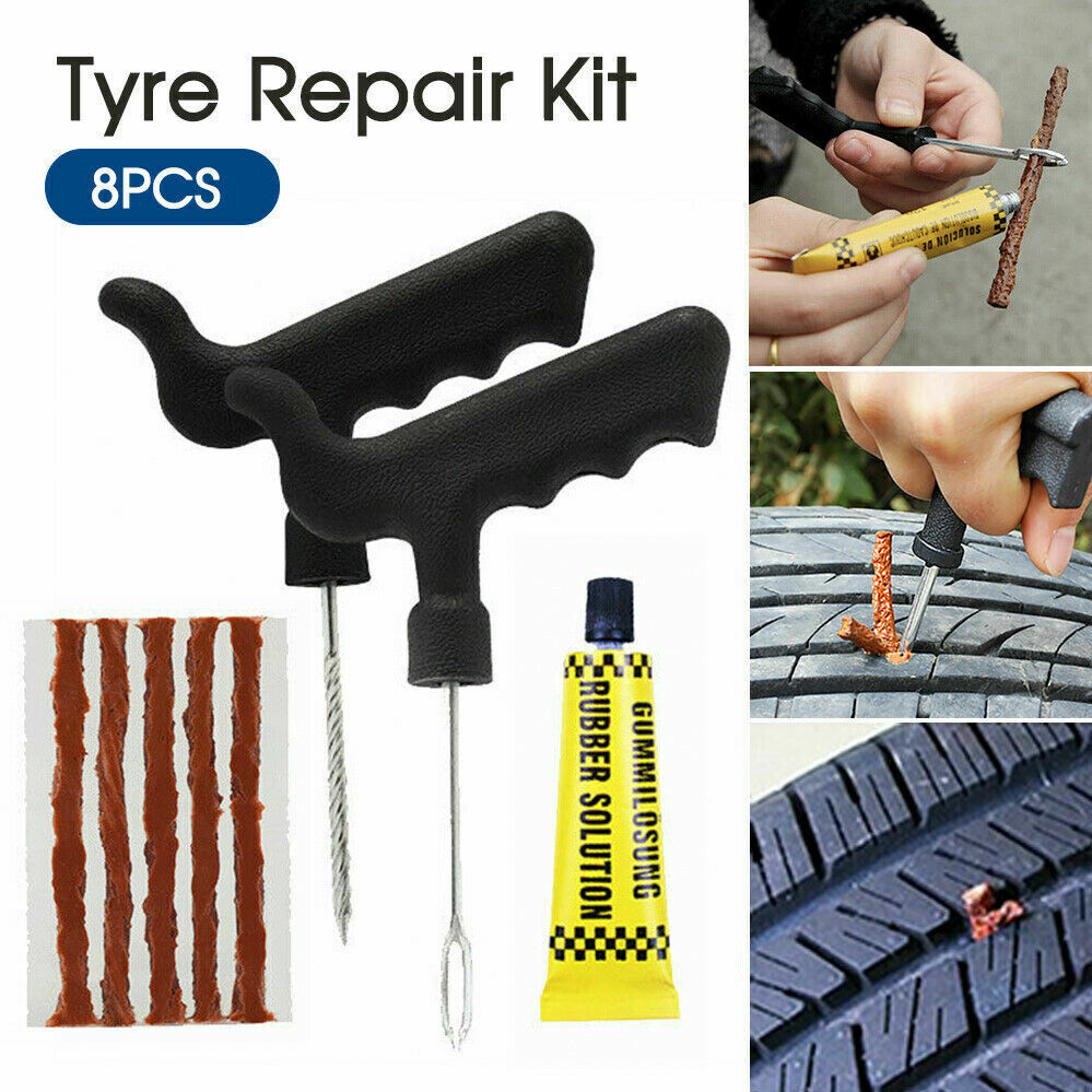 8PCS Tyre Repair Kit Tubeless Tire Puncture Emergency Plug Tool Set