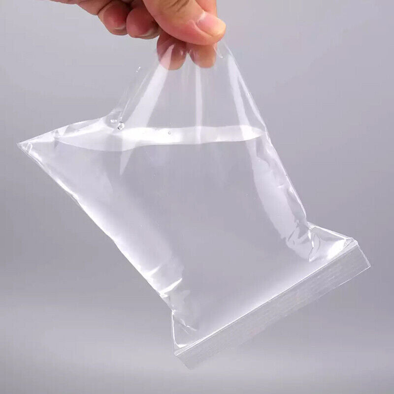 100PCS Clear Resealable Zip Bags PE Plastic 100μm Bulk Packaging