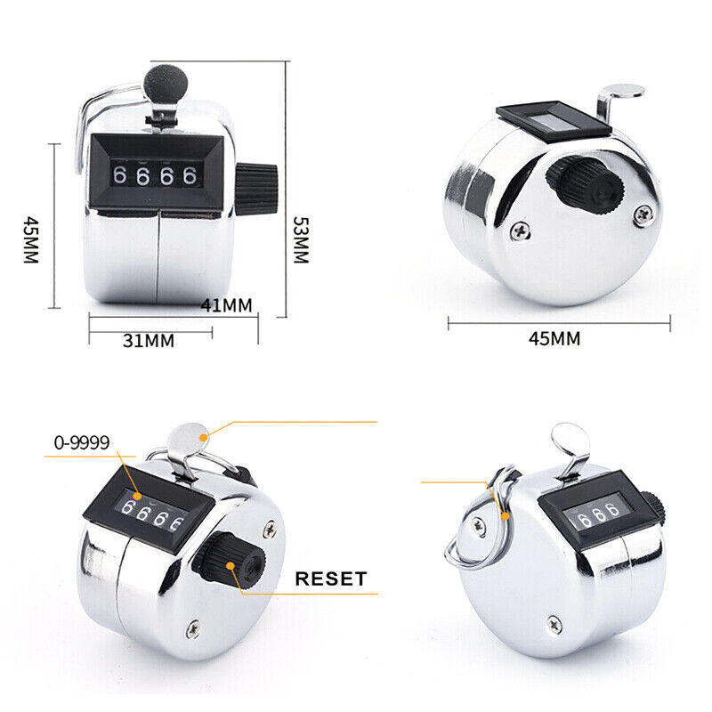 4 Digit Hand Tally Counter Manual Clicker Metal
