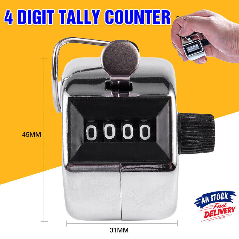 4 Digit Hand Tally Counter Manual Clicker Metal