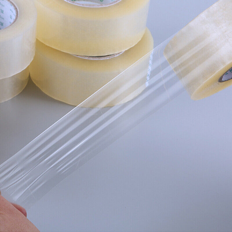 Clear packing tape unwound from a roll