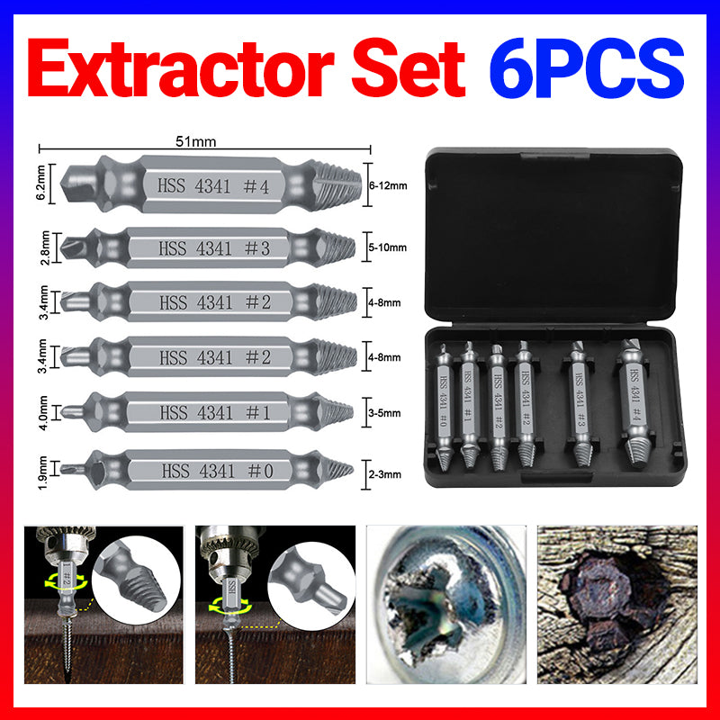 Damaged Screw Extractor Set 6PCS Easy Out Broken Drill Bit Remover Kit