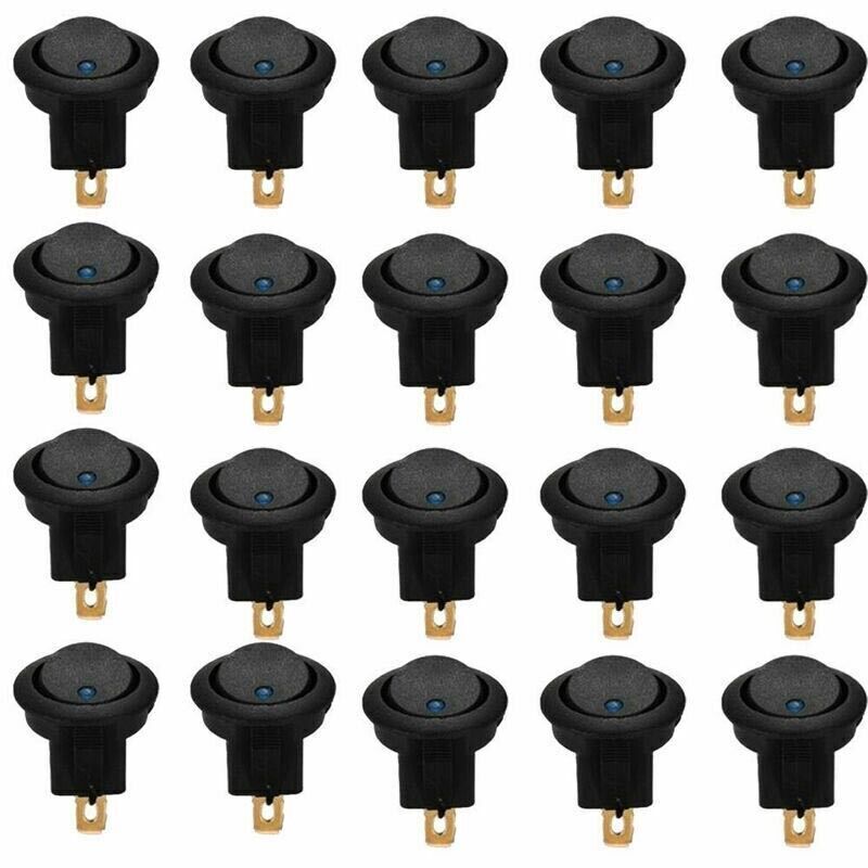 10PCS Blue LED Rocker Switch 12V Car Boat Truck Round ON OFF Toggle