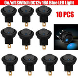 10PCS Blue LED Rocker Switch 12V Car Boat Truck Round ON OFF Toggle