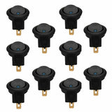 10PCS Blue LED Rocker Switch 12V Car Boat Truck Round ON OFF Toggle