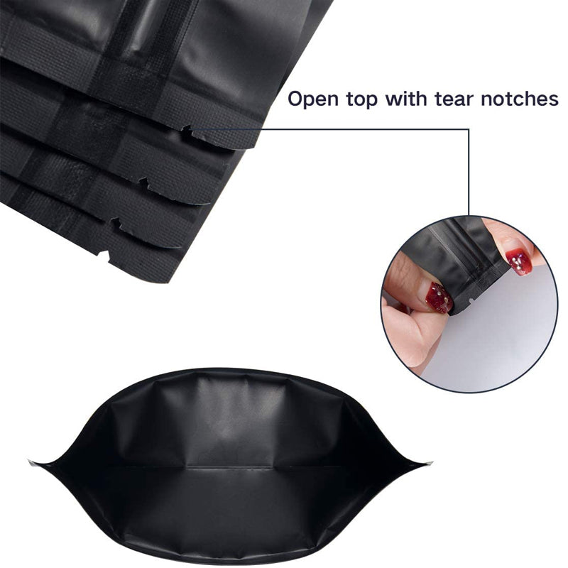 100PCS Black Aluminium Foil Resealable Food Storage Pouches