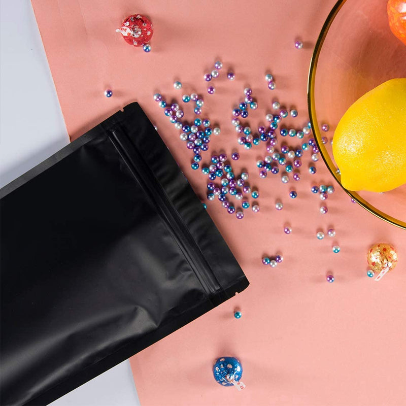 100PCS Black Aluminium Foil Resealable Food Storage Pouches