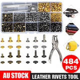 Leather Rivets Tool Kit 484PCS Double Cap Studs Set DIY