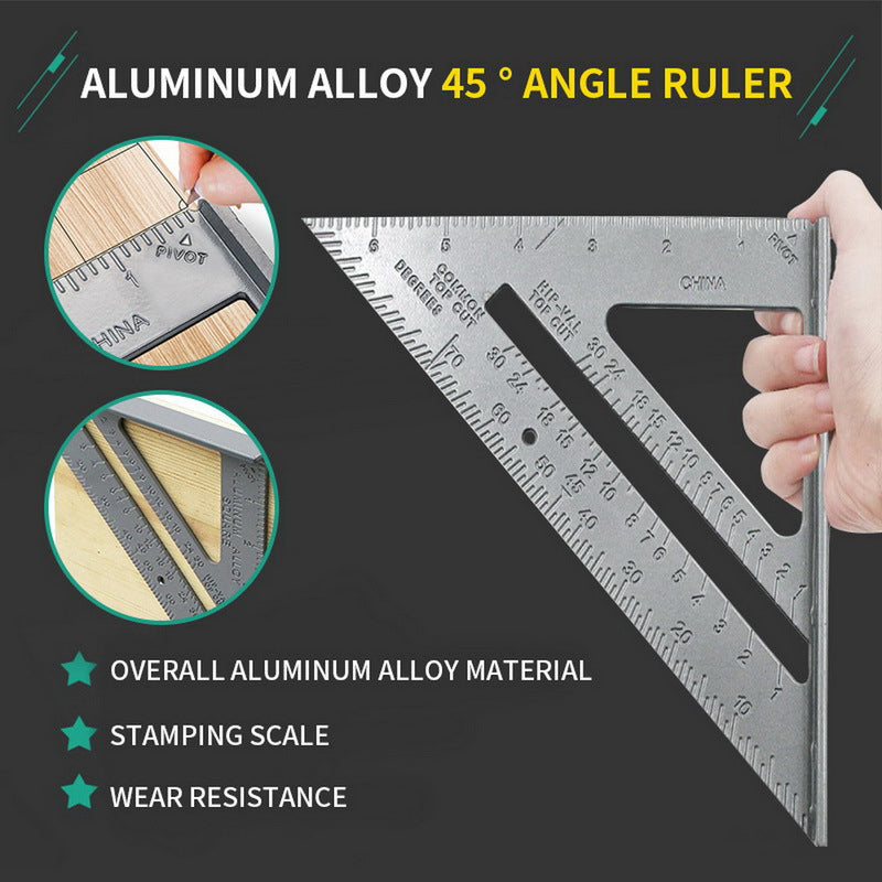 1-2PCS Aluminum Alloy Speed Square Triangle Ruler