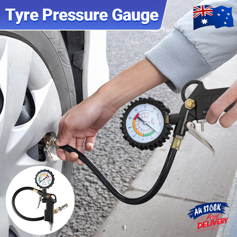Tyre Pressure Gauge Air Tire Inflator Car Motorcycle Pump Hose Compressor Tool
