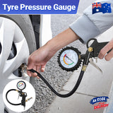 Tyre Pressure Gauge Air Tire Inflator Car Motorcycle Pump Hose Compressor Tool