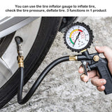 Tyre Pressure Gauge Air Tire Inflator Car Motorcycle Pump Hose Compressor Tool