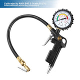 Tyre Pressure Gauge Air Tire Inflator Car Motorcycle Pump Hose Compressor Tool