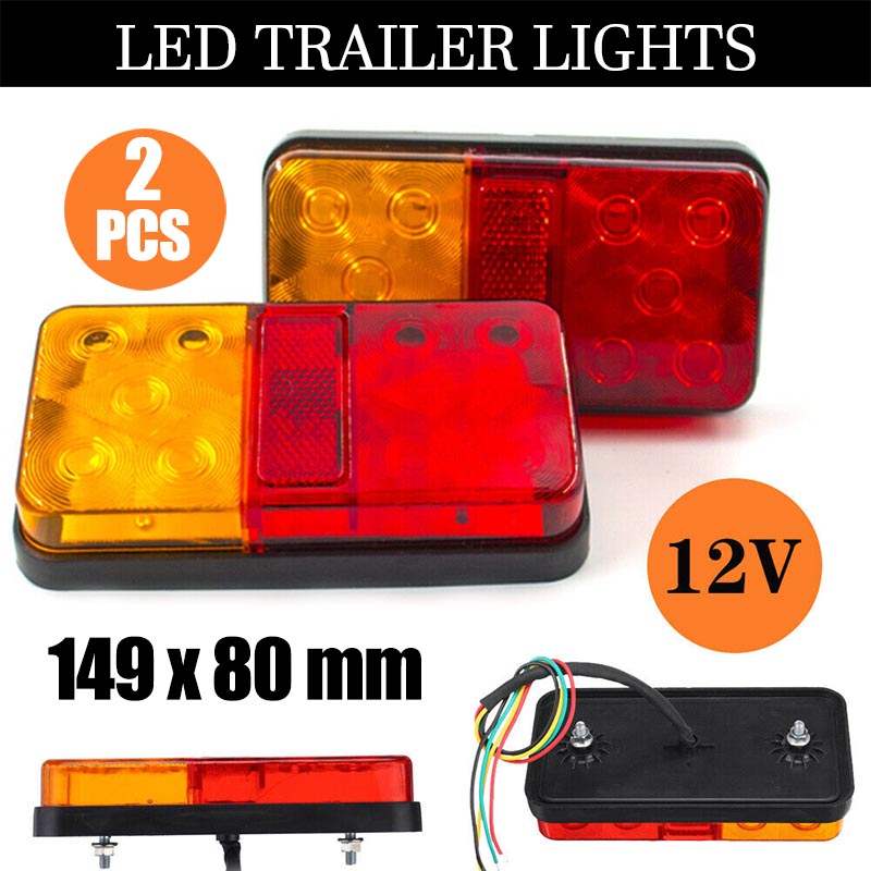 2PCS LED Trailer Tail Lights 12V Stop Indicator Lamp Truck Caravan Boat