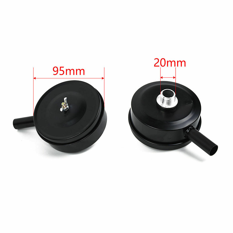 2 PCS Compressor Male Threaded 20mm Air Intake Silencer Filter Black
