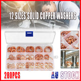 280PCS Copper Washer Seal Set Assorted Kit with Storage Box