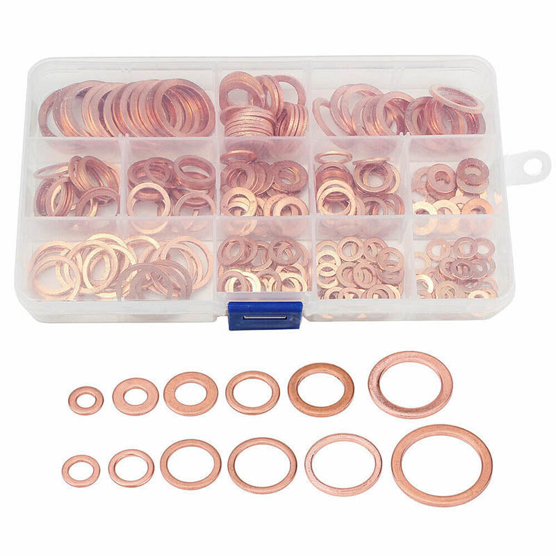 280PCS Copper Washer Seal Set Assorted Kit with Storage Box