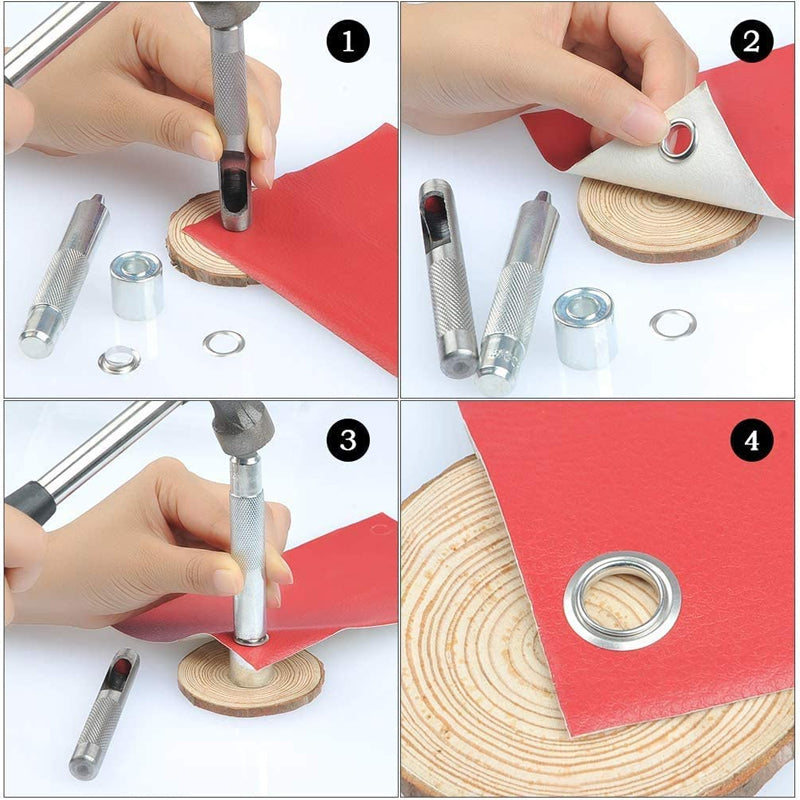 Eyelet Punch Die Tool Kit 6mm Grommet Set for Leather Craft