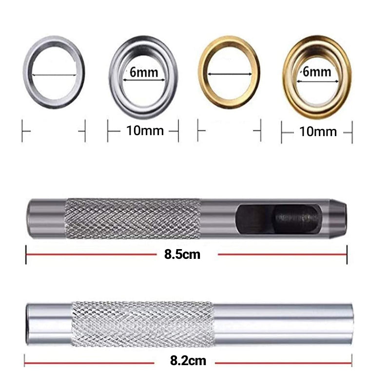 Eyelet Punch Die Tool Kit 6mm Grommet Set for Leather Craft