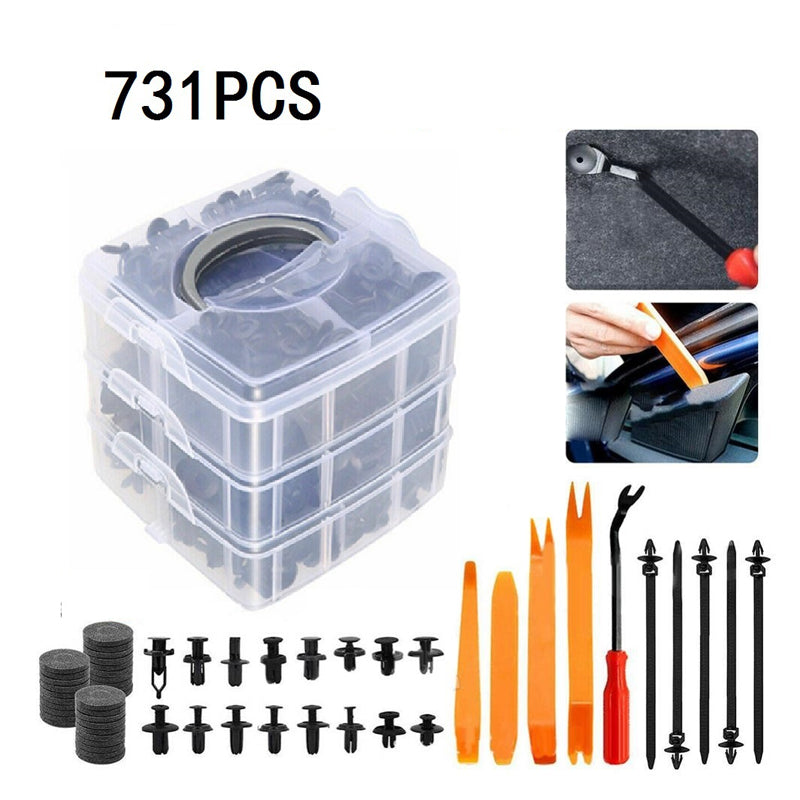 731PCS Car Trim Clips Rivets Retainer Fastener Kit
