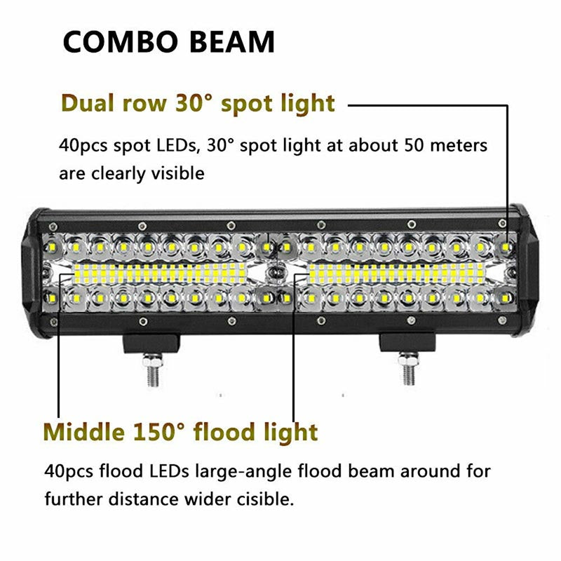 12inch CREE LED Light Bar Combo Beam Work Driving Off-Road 4WD