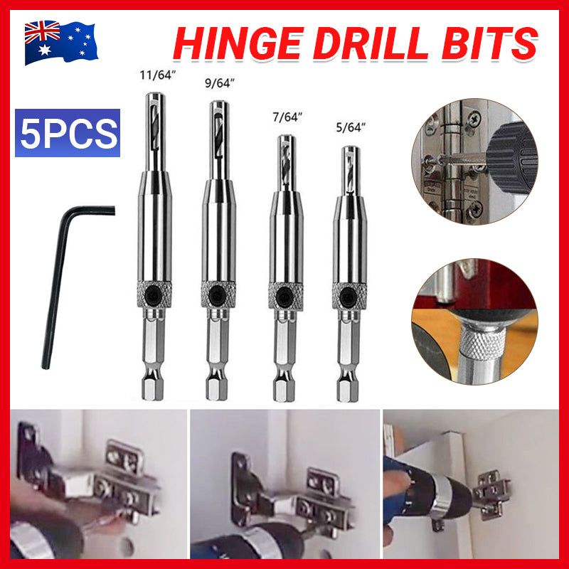 4PCS Self-Centering Drill Bits Hex Shank Hinge Hole Screw Guide