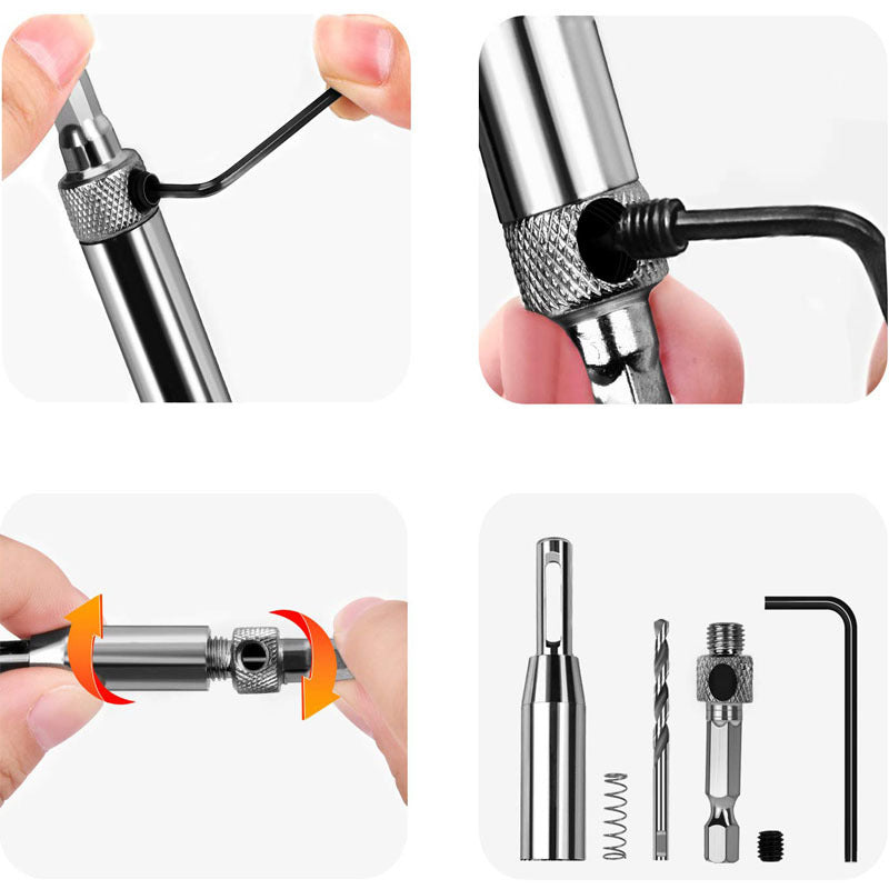 4PCS Self-Centering Drill Bits Hex Shank Hinge Hole Screw Guide