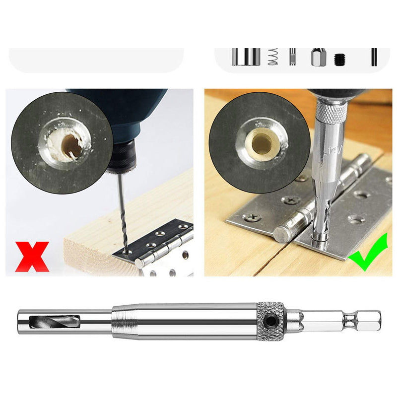 4PCS Self-Centering Drill Bits Hex Shank Hinge Hole Screw Guide
