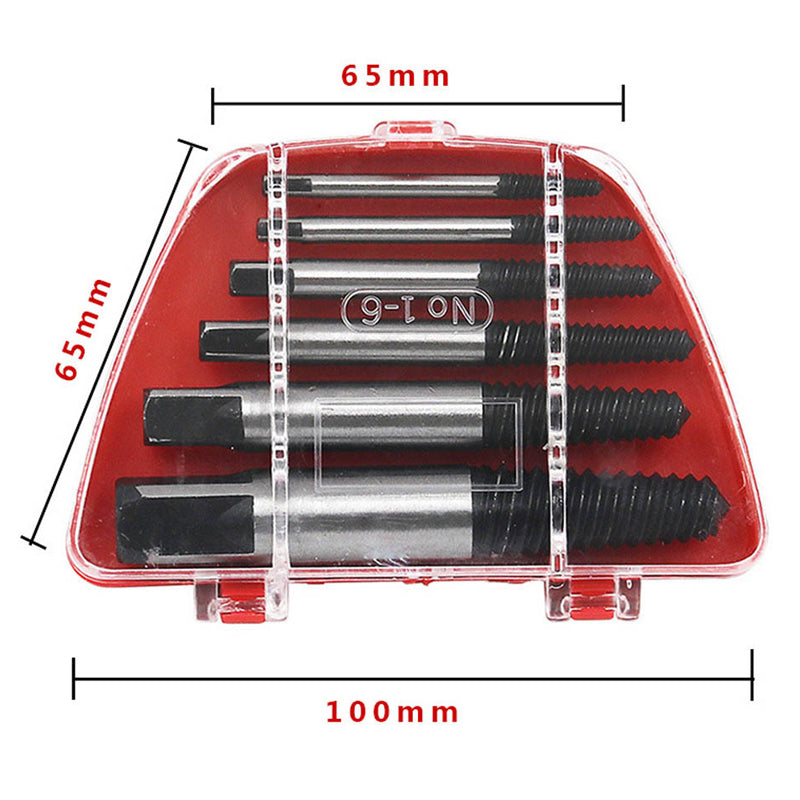 6PCS Damaged Screw Bolt Extractor Easy Out Broken Screw Remover Kit
