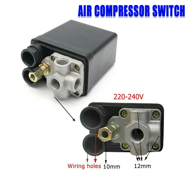 Air Compressor Pressure Switch Control Valve Replacement 90-125 PSI 240V