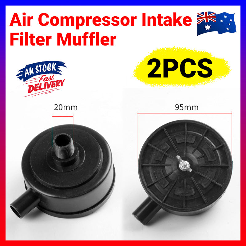 2PCS 20mm Air Compressor Intake Silencer Filter Black