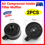 2PCS 20mm Air Compressor Intake Silencer Filter Black