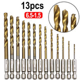 13PCS Quick Change HSS Titanium Drill Bits Hex Shank Set