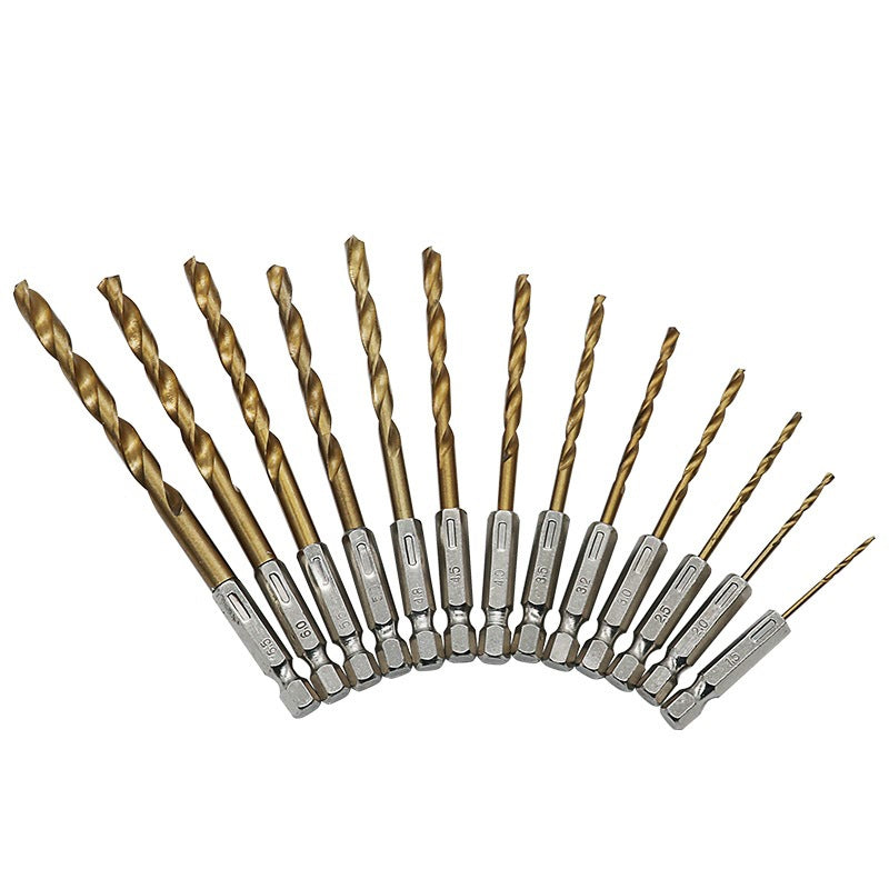13PCS Quick Change HSS Titanium Drill Bits Hex Shank Set