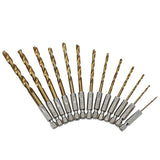 13PCS Quick Change HSS Titanium Drill Bits Hex Shank Set