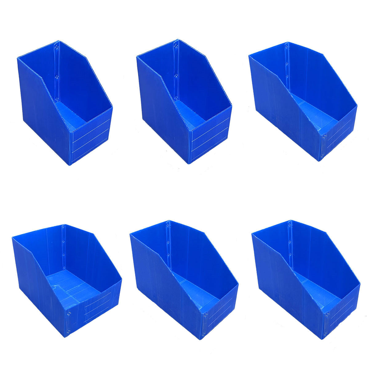 Blue Plastic Storage Bins with Six Sizes