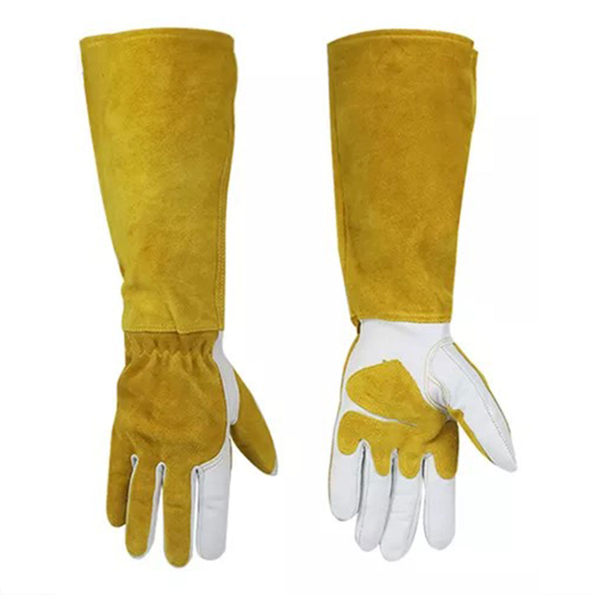Long Leather Safety Work Gloves with Extended Cuff for Warehouse Maintenance