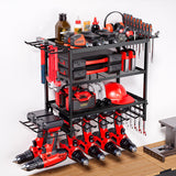 4-Layer Wall-Mounted Power Tool Storage Rack for Drill Screwdriver Organisation
